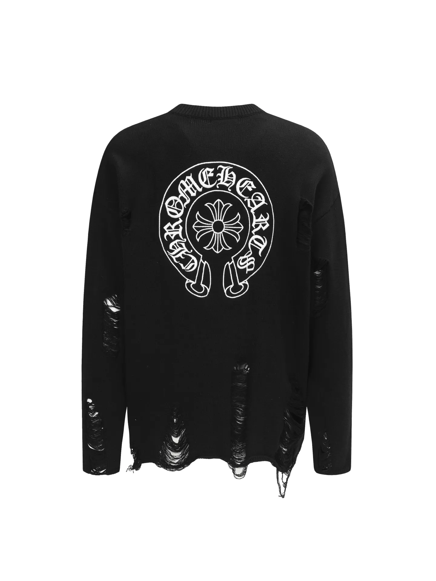 🅿️410 CH/Horse hoof hole knitted sweater. I ordered the original model and it took a month to finally ship. I love it so much. The upper body is really cool. If you look through the street photos at will, you will find that celebrities regard it as a collectible sweater, a must-have item for men and women who want light luxury for commuting. It took 1 month to develop the highest version on the entire network, from pattern making to production, with a full set of customized accessories, high-end and full of class! The whole piece of clothing is made of imported pure cotton knitted wool. Color: Black Size: S M L